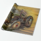 Vintager grüner Traktor Rustikaler alter Stall Geschenkpapier (Ungerollt)
