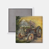 Vintager grüner Traktor Rustikaler alter Stall Magnet (Vorderseite/Rückseite)