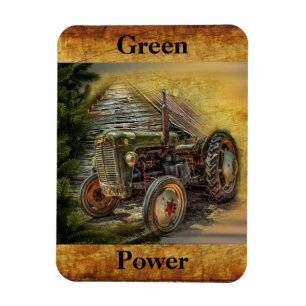 Vintager grüner Traktor Rustikaler alter Stall Magnet