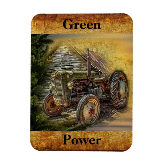 Vintager grüner Traktor Rustikaler alter Stall Magnet (Vertikal)