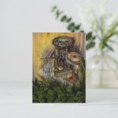 Vintager grüner Traktor Rustikaler alter Stall Postkarte (Stehend Vorderseite)