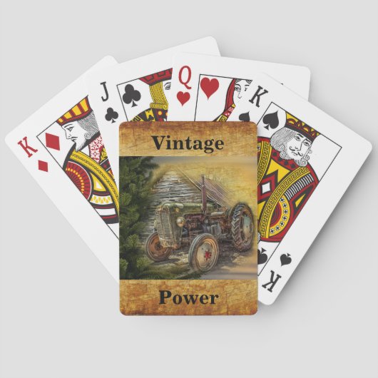 Vintager grüner Traktor Rustikaler alter Stall Spielkarten (Rückseite)