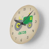 Vintager grüner Traktor Rustikales Kinderzimmer Runde Wanduhr (Winkel)