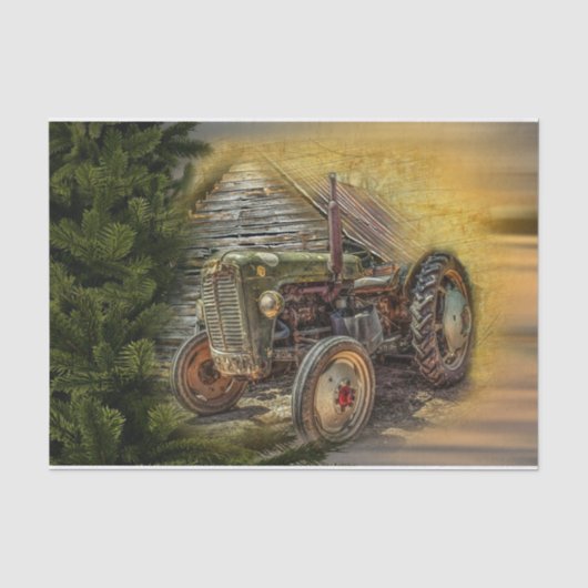 Vintager Grüner Traktor Seidenpapier (Vorderseite)