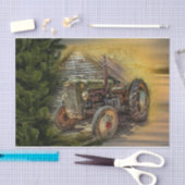 Vintager Grüner Traktor Seidenpapier (Handwerk)