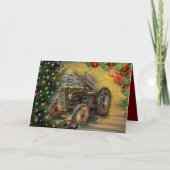 Vintager Grüner Traktor Weihnachten (Vorderseite)