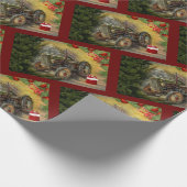 Vintager Grüner Traktor Weihnachten Geschenkpapier (Ecke)