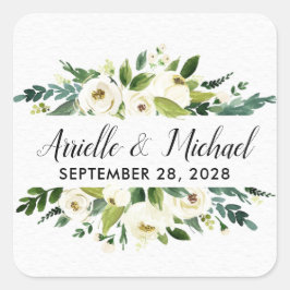 Vintager Grüngarten Hochzeitsliebhaber Quadratischer Aufkleber