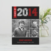 Vintager Grunge Abschluss Einladung - Rot (Stehend Vorderseite)