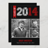 Vintager Grunge Abschluss Einladung - Rot (Vorne/Hinten)