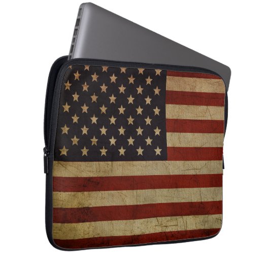 Vintager Grunge American Flag Laptop Sleeve (Vorne Rechts)