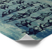 Vintager Grunge Bird Tree Poster (Ecke)