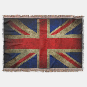 Vintager Grunge-BRITISCHE Flaggethrow-Decken Decke