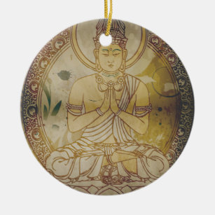 Vintager Grunge Buddha Keramikornament
