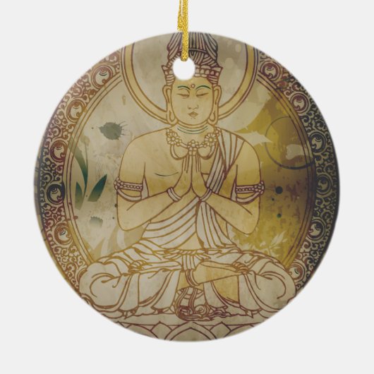 Vintager Grunge Buddha Keramikornament (Hinten)