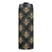 Vintager Grunge Damask Thermosbecher (Vorderseite)