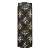 Vintager Grunge Damask Thermosbecher (Rückseite)