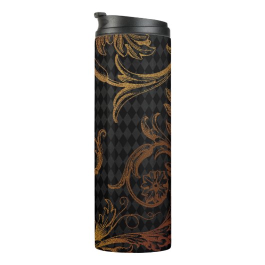 Vintager Grunge Damask Thermosbecher (Nach rechts gedreht)