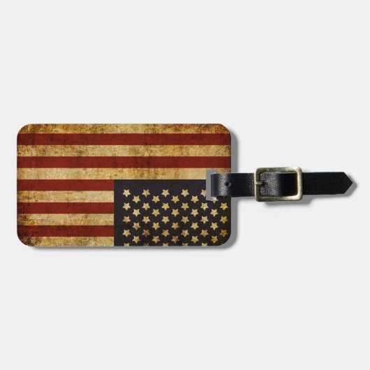 Vintager Grunge patriotische amerikanische Flagge Gepäckanhänger (Vorderseite horizontal)