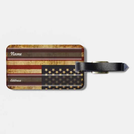 Vintager Grunge patriotische amerikanische Flagge Gepäckanhänger (Rückseite horizontal)