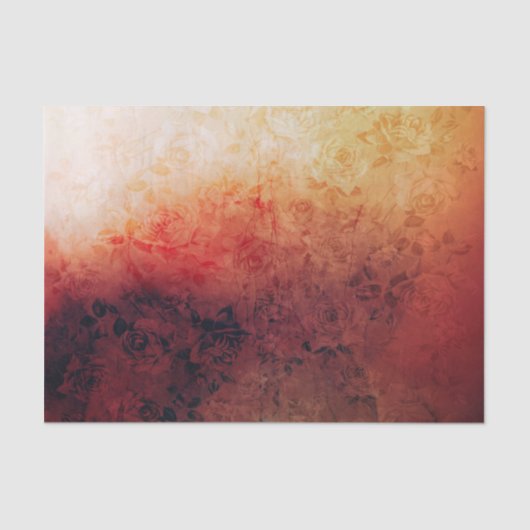 Vintager Grunge-verblaßte Blumenfeuer-Rot die Seidenpapier (Vorderseite)