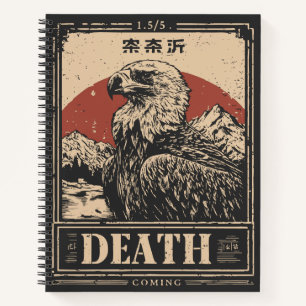 Vintager Grunge-Vulkan   Todsymbolportrait Notizblock