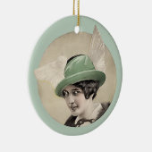 Vintager Grünhut Keramik Ornament (Rechts)