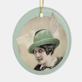 Vintager Grünhut Keramik Ornament (Links)