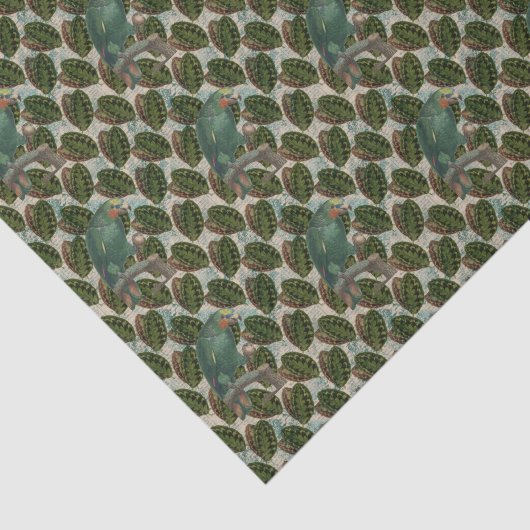 Vintager Grünsittich Seidenpapier (Ausschnitt)