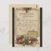 Vintager Gruß Trauben Picknick Erntedank Postkarte (Vorne/Hinten)
