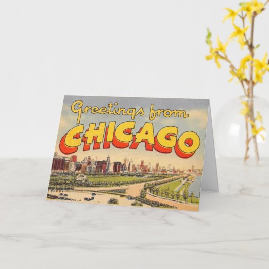 Vintager Gruß von Chicago Card Karte (Gelbe Blume)