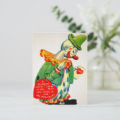 Vintager Gummi-Nacken Clown Valentine Postkarte (Stehend Vorderseite)