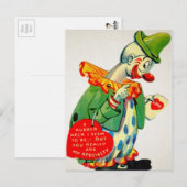 Vintager Gummi-Nacken Clown Valentine Postkarte (Vorne/Hinten)