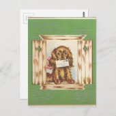 Vintager guter Hund mit Brief Postkarte (Vorne/Hinten)