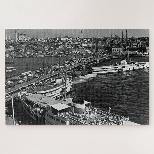 Vintager Hafen Istanbul Galata Puzzle (Horizontal)