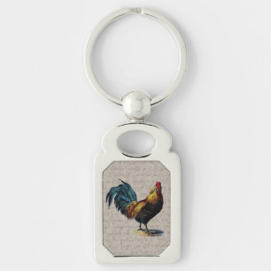 Vintager Hahn-Retro Huhn-Antiken-Text-Vögel Schlüsselanhänger