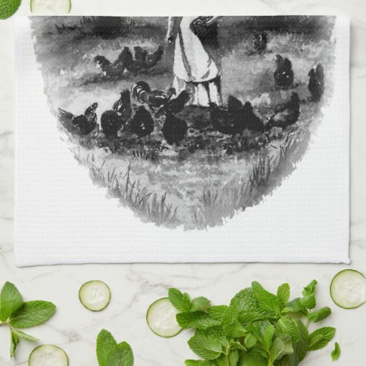 Vintager HähnchenBauer Geschirrtuch (Gefaltet)