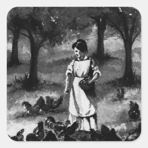 Vintager HähnchenBauer Quadratischer Aufkleber