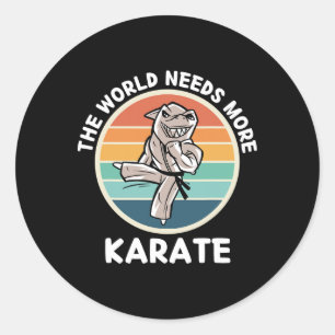 Vintager Hai Die Welt braucht mehr Karate Retro Ka Runder Aufkleber