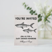 Vintager Hai-Ozean-Babydusche Beach Einladung (Stehend Vorderseite)