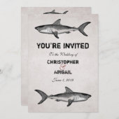 Vintager Hai-Paare-Zielort Hochzeit Einladung (Vorne/Hinten)
