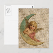 Vintager Halbmond viktorianischer Engel Postkarte (Vorne/Hinten)
