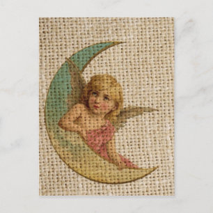 Vintager Halbmond viktorianischer Engel Postkarte