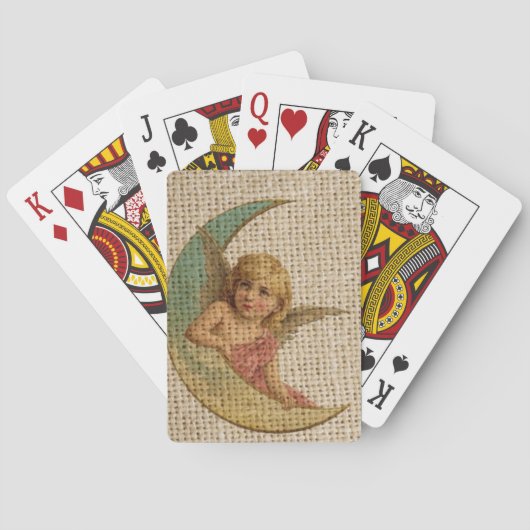 Vintager Halbmond viktorianischer Engel Spielkarten (Rückseite)