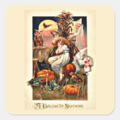 Vintager Halloween-Albtraum Quadratischer Aufkleber (Vorderseite)