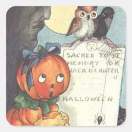 Vintager Halloween-Aufkleber Quadratischer Aufkleber