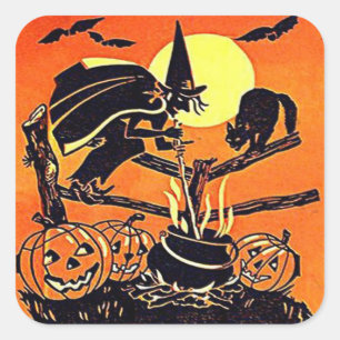 Vintager Halloween-Aufkleber Quadratischer Aufkleber
