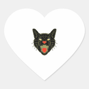 Vintager Halloween Beängstigender Black Cat Horror Herz-Aufkleber