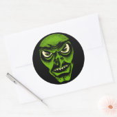 Vintager Halloween-Dämon oder Hexenaufkleber Runder Aufkleber (Umschlag)