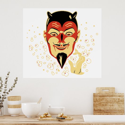 Vintager Halloween Devil Head #2 Poster (Küche)